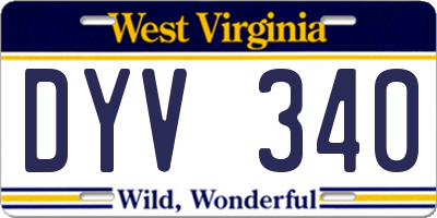 WV license plate DYV340