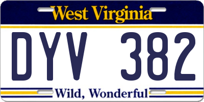 WV license plate DYV382