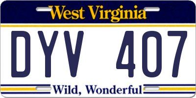 WV license plate DYV407
