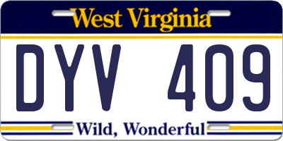 WV license plate DYV409