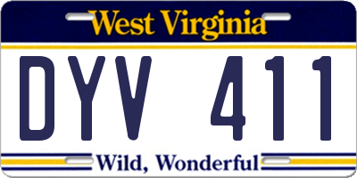 WV license plate DYV411