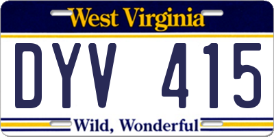 WV license plate DYV415