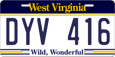 WV license plate DYV416