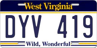 WV license plate DYV419