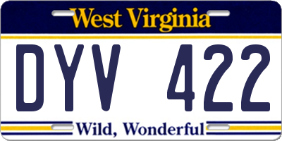 WV license plate DYV422