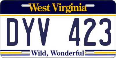 WV license plate DYV423