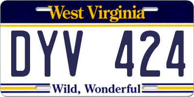 WV license plate DYV424