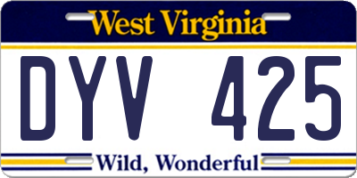 WV license plate DYV425