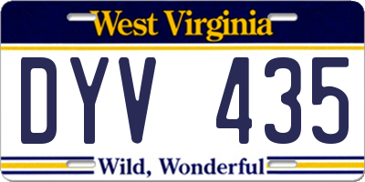WV license plate DYV435