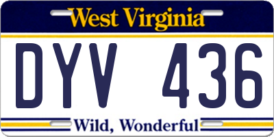 WV license plate DYV436