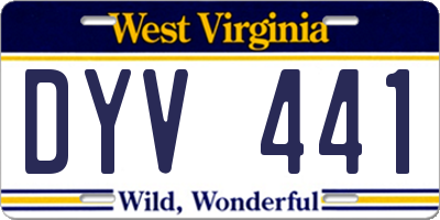 WV license plate DYV441