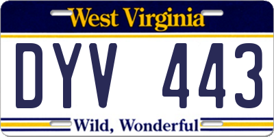 WV license plate DYV443