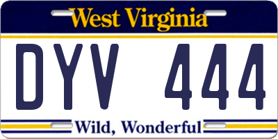 WV license plate DYV444