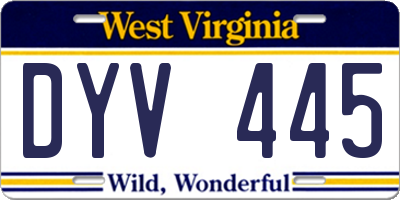 WV license plate DYV445