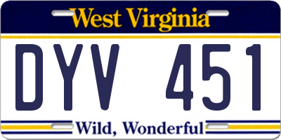 WV license plate DYV451