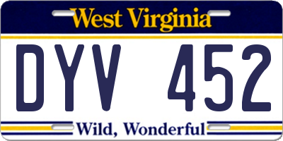 WV license plate DYV452
