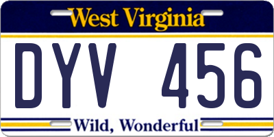 WV license plate DYV456