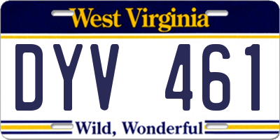 WV license plate DYV461