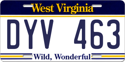 WV license plate DYV463