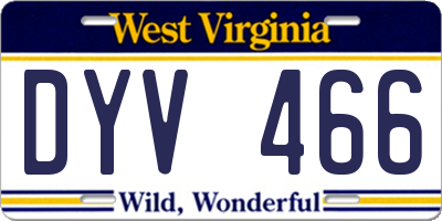 WV license plate DYV466
