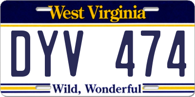 WV license plate DYV474