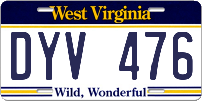 WV license plate DYV476