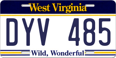 WV license plate DYV485