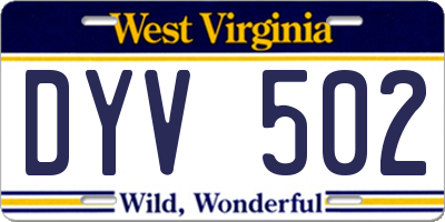 WV license plate DYV502