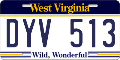 WV license plate DYV513