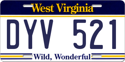 WV license plate DYV521