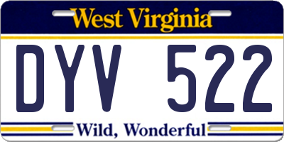 WV license plate DYV522
