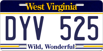 WV license plate DYV525