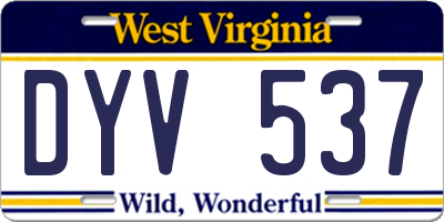WV license plate DYV537