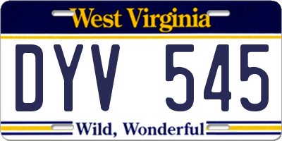 WV license plate DYV545