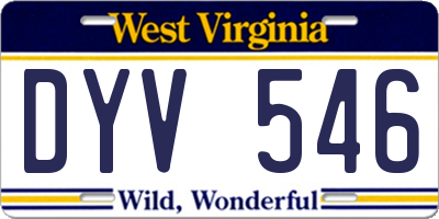 WV license plate DYV546