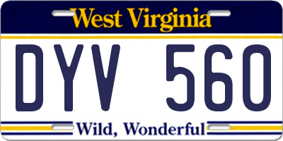 WV license plate DYV560