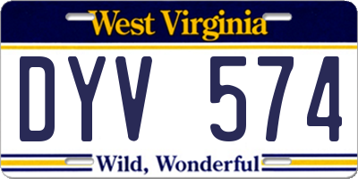WV license plate DYV574