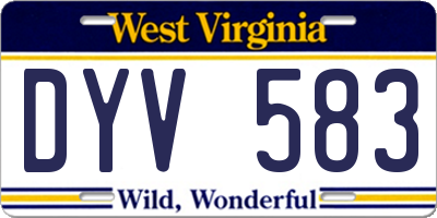 WV license plate DYV583