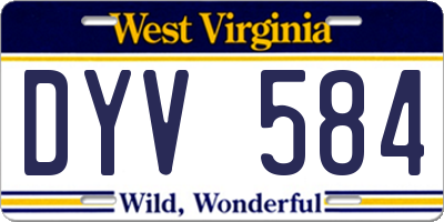 WV license plate DYV584