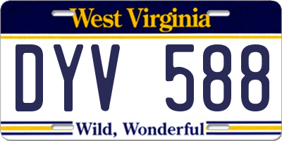 WV license plate DYV588