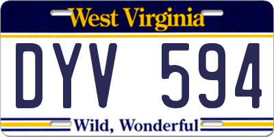 WV license plate DYV594