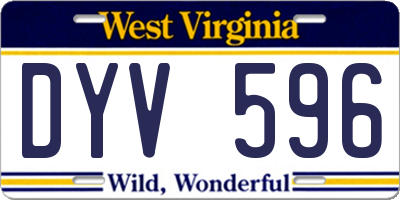 WV license plate DYV596