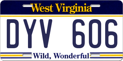 WV license plate DYV606
