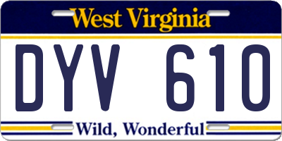 WV license plate DYV610