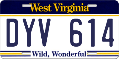 WV license plate DYV614