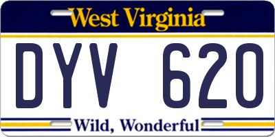 WV license plate DYV620