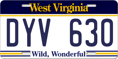WV license plate DYV630