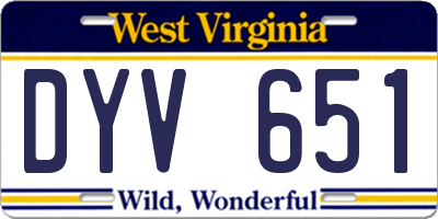 WV license plate DYV651