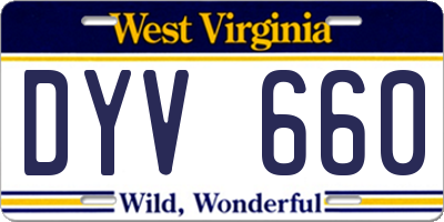 WV license plate DYV660