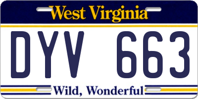 WV license plate DYV663